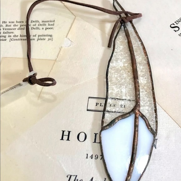 Free People Other - Free People Feather Ornament Glass  Copper White